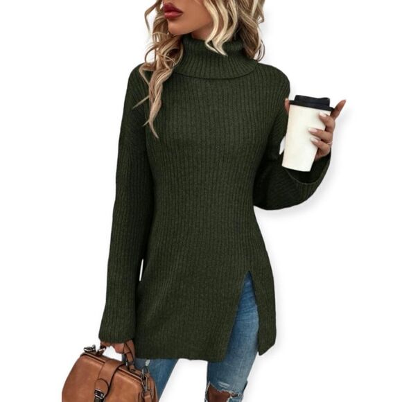 Shein SZ S long green turtleneck sweater - Picture 1 of 6